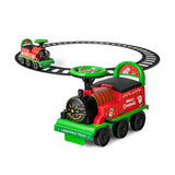 Red 6V 2-in-1 Kids Ride-On Train with Circular Track, Lights, Sound