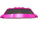 Bright pink rear spoiler with dark-tinted Enhance Your GMC Sierra Experience with a 12v/2 Seater Windshield, featuring a glossy finish and aerodynamic stepped design, on plain white background. Final sale on all colors in stock!.