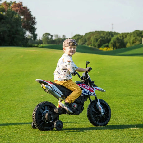 12V Kids Aprilia Ride-On Sport Edition Motorcycle with EVA Tires, LED Lights, Music