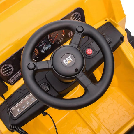 12V CAT Electric Dump Truck 1-Seater Ride-On with LED Lights, Music