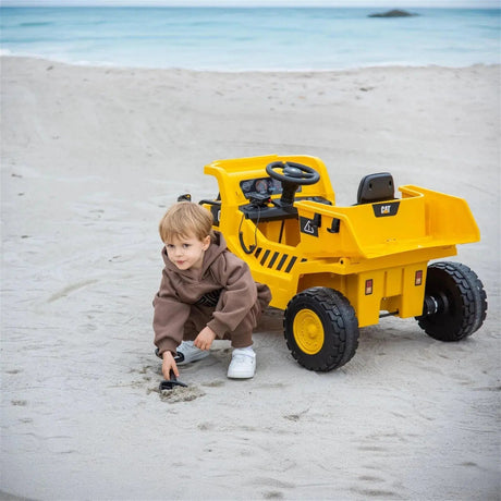 12V CAT Electric Dump Truck 1-Seater Ride-On with LED Lights, Music