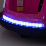 Pink 12V 360° Spin Electric Rechargeable Ride-On Bumper Car with LED Lights, Music, Remote Control