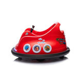 Red 12V 360° Spin Electric Rechargeable Ride-On Bumper Car with LED Lights, Music, Remote Control
