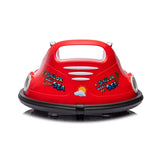 Red 12V 360° Spin Electric Rechargeable Ride-On Bumper Car with LED Lights, Music, Remote Control