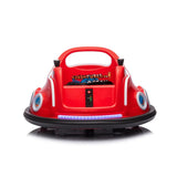 Red 12V 360° Spin Electric Rechargeable Ride-On Bumper Car with LED Lights, Music, Remote Control