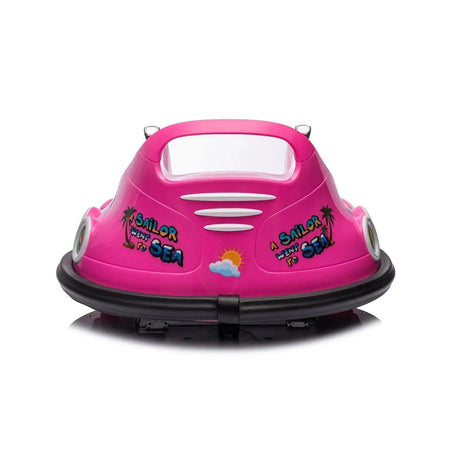 Pink 12V 360° Spin Electric Rechargeable Ride-On Bumper Car with LED Lights, Music, Remote Control