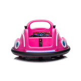 Pink 12V 360° Spin Electric Rechargeable Ride-On Bumper Car with LED Lights, Music, Remote Control