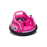 Pink 12V 360° Spin Electric Rechargeable Ride-On Bumper Car with LED Lights, Music, Remote Control