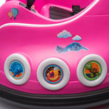 Pink 12V 360° Spin Electric Rechargeable Ride-On Bumper Car with LED Lights, Music, Remote Control