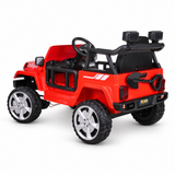 Red 12V Kids Ranger 4X4 Ride-On Jeep-Style Truck with EVA Tires, LED Lights, Music, Remote