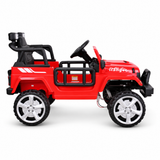 Red 12V Kids Ranger 4X4 Ride-On Jeep-Style Truck with EVA Tires, LED Lights, Music, Remote