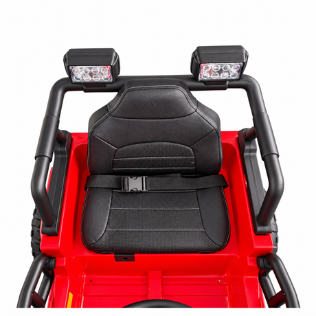 Red 12V Kids Ranger 4X4 Ride-On Jeep-Style Truck with EVA Tires, LED Lights, Music, Remote