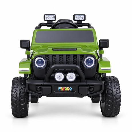 Green 12V Kids Ranger 4X4 Ride-On Jeep-Style Truck with EVA Tires, LED Lights, Music, Remote