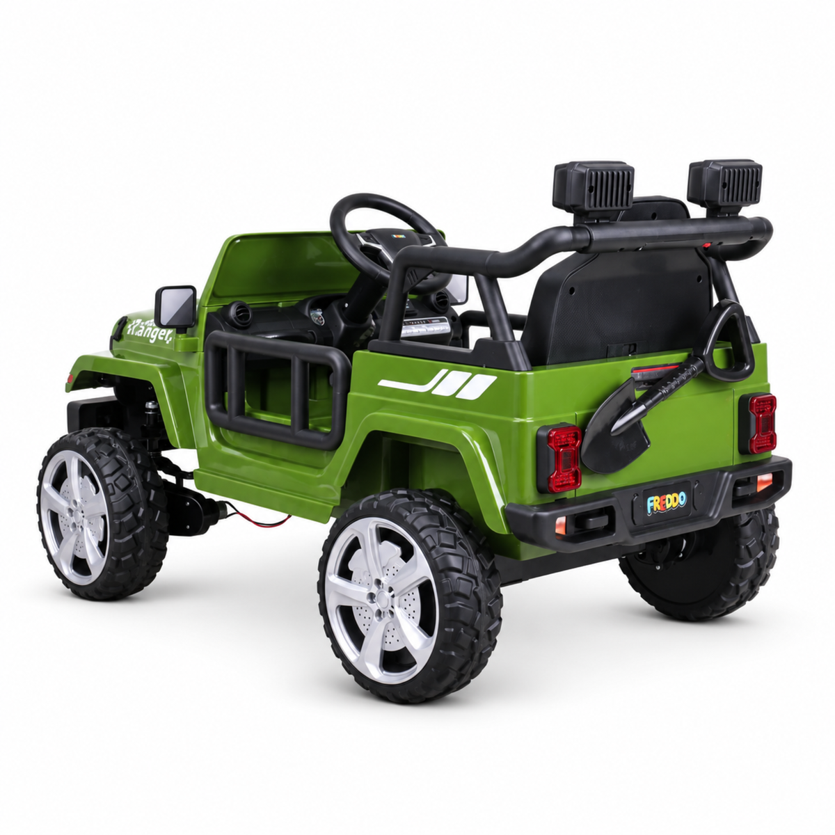 Green 12V Kids Ranger 4X4 Ride-On Jeep-Style Truck with EVA Tires, LED Lights, Music, Remote