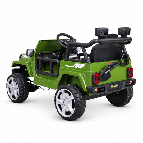 Green 12V Kids Ranger 4X4 Ride-On Jeep-Style Truck with EVA Tires, LED Lights, Music, Remote