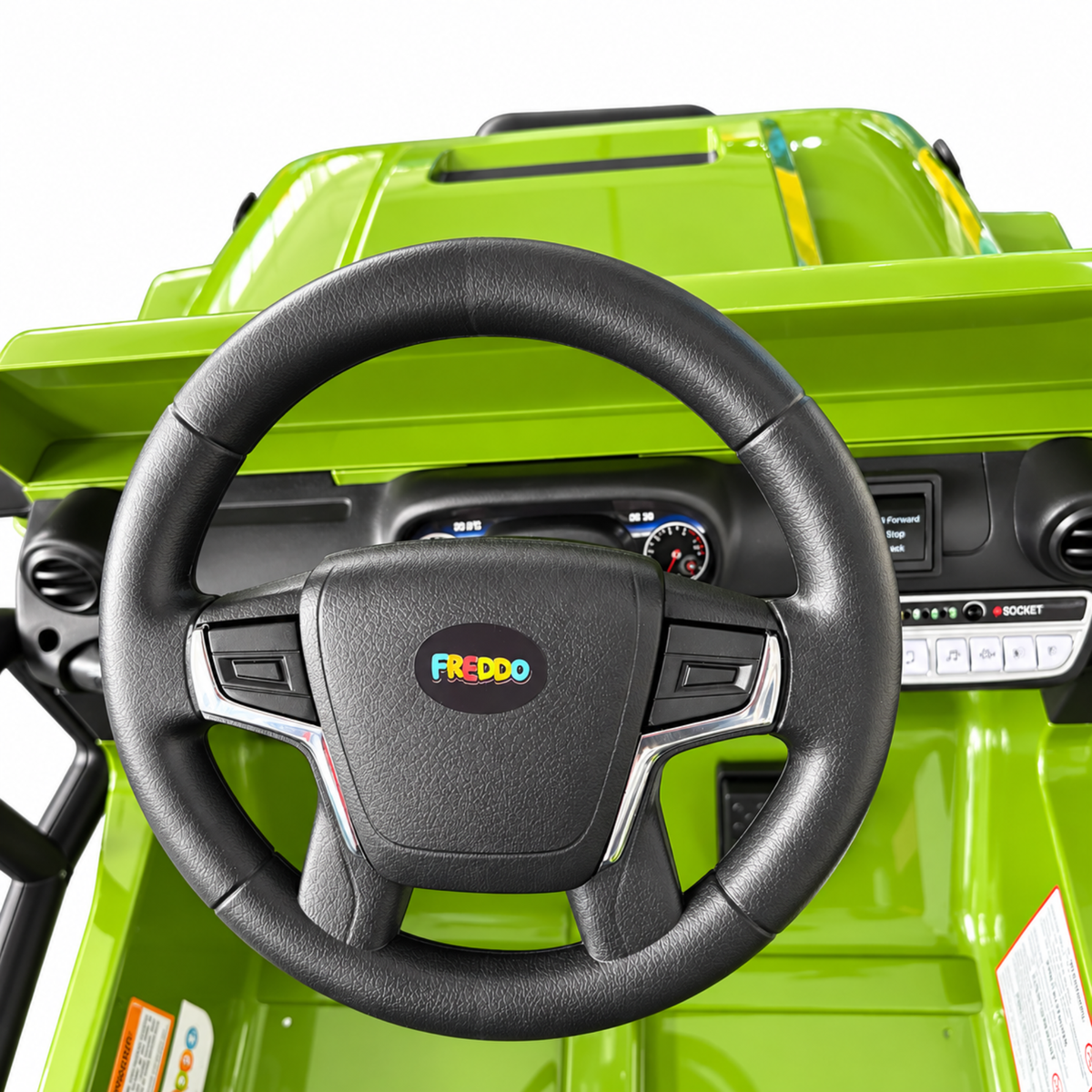 Green 12V Kids Ranger 4X4 Ride-On Jeep-Style Truck with EVA Tires, LED Lights, Music, Remote