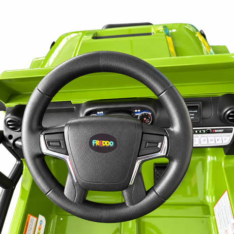 Green 12V Kids Ranger 4X4 Ride-On Jeep-Style Truck with EVA Tires, LED Lights, Music, Remote