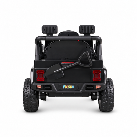 Black 12V Kids Ranger 4X4 Ride-On Jeep-Style Truck with EVA Tires, LED Lights, Music, Remote