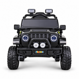 Black 12V Kids Ranger 4X4 Ride-On Jeep-Style Truck with EVA Tires, LED Lights, Music, Remote