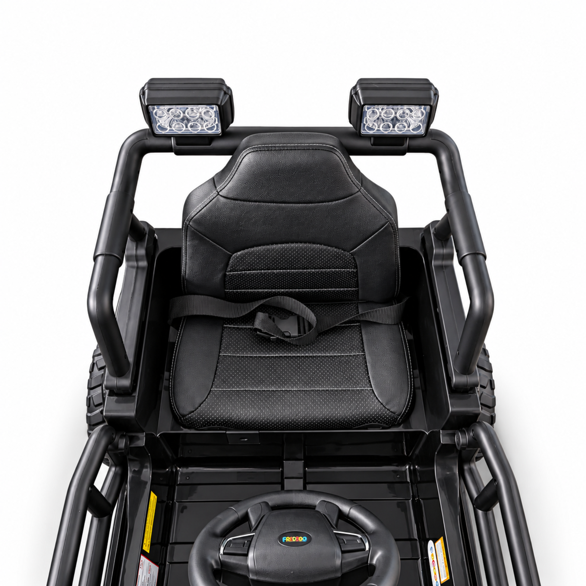 Black 12V Kids Ranger 4X4 Ride-On Jeep-Style Truck with EVA Tires, LED Lights, Music, Remote