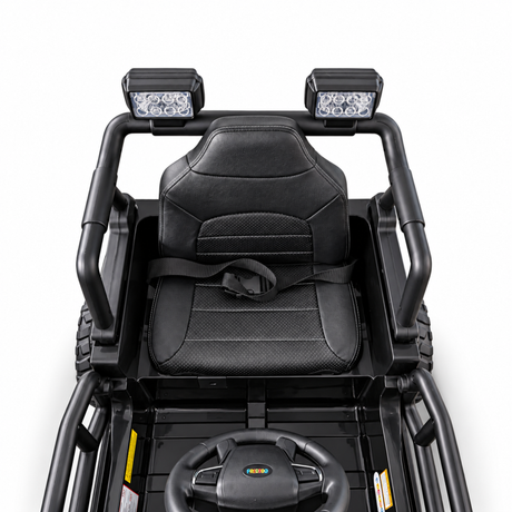 Black 12V Kids Ranger 4X4 Ride-On Jeep-Style Truck with EVA Tires, LED Lights, Music, Remote