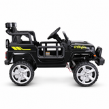 Black 12V Kids Ranger 4X4 Ride-On Jeep-Style Truck with EVA Tires, LED Lights, Music, Remote