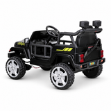 Black 12V Kids Ranger 4X4 Ride-On Jeep-Style Truck with EVA Tires, LED Lights, Music, Remote