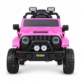 Pink 12V Kids Ranger 4X4 Ride-On Jeep-Style Truck with EVA Tires, LED Lights, Music, Remote
