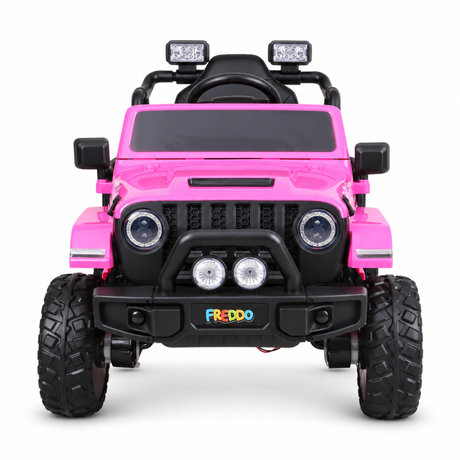 Pink 12V Kids Ranger 4X4 Ride-On Jeep-Style Truck with EVA Tires, LED Lights, Music, Remote