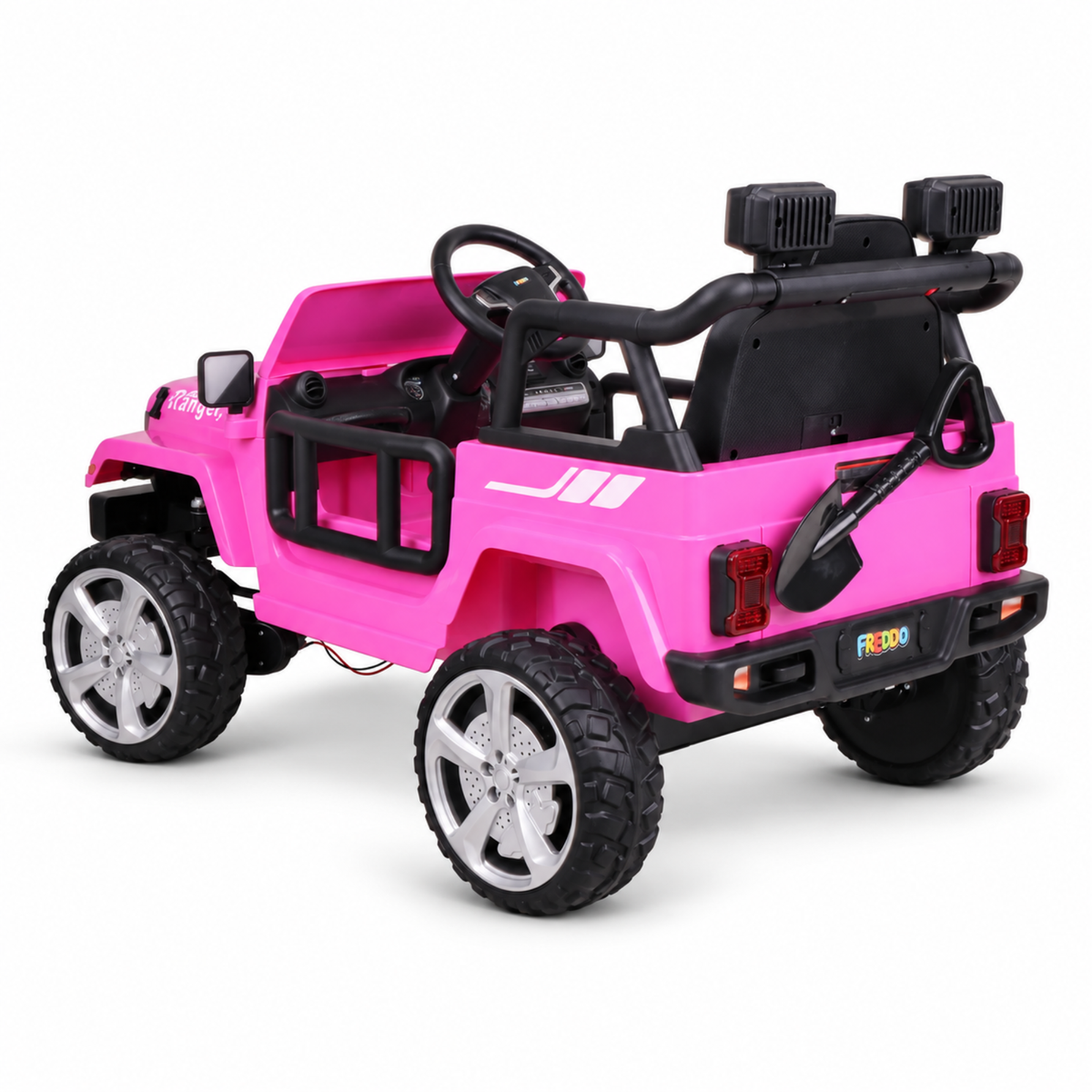 Pink 12V Kids Ranger 4X4 Ride-On Jeep-Style Truck with EVA Tires, LED Lights, Music, Remote