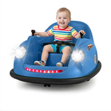 Blue 12V 360° Spin Electric Rechargeable Ride-On Bumper Car with LED Lights, Music, Remote Control