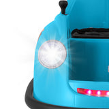 Blue 12V 360° Spin Electric Rechargeable Ride-On Bumper Car with LED Lights, Music, Remote Control