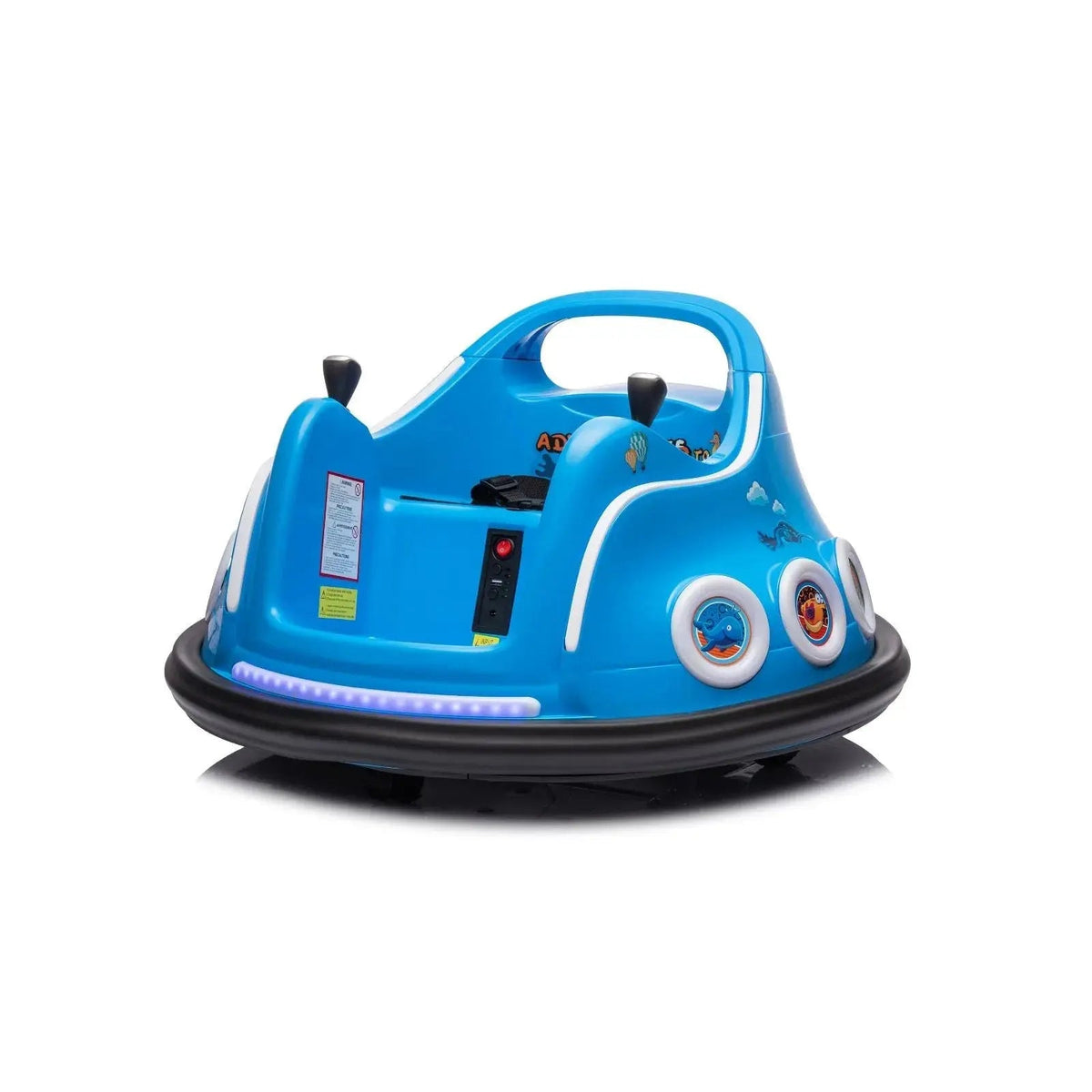 Blue 12V 360° Spin Electric Rechargeable Ride-On Bumper Car with LED Lights, Music, Remote Control