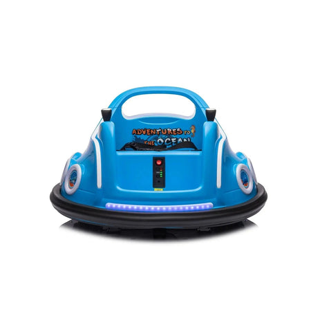 Blue 12V 360° Spin Electric Rechargeable Ride-On Bumper Car with LED Lights, Music, Remote Control