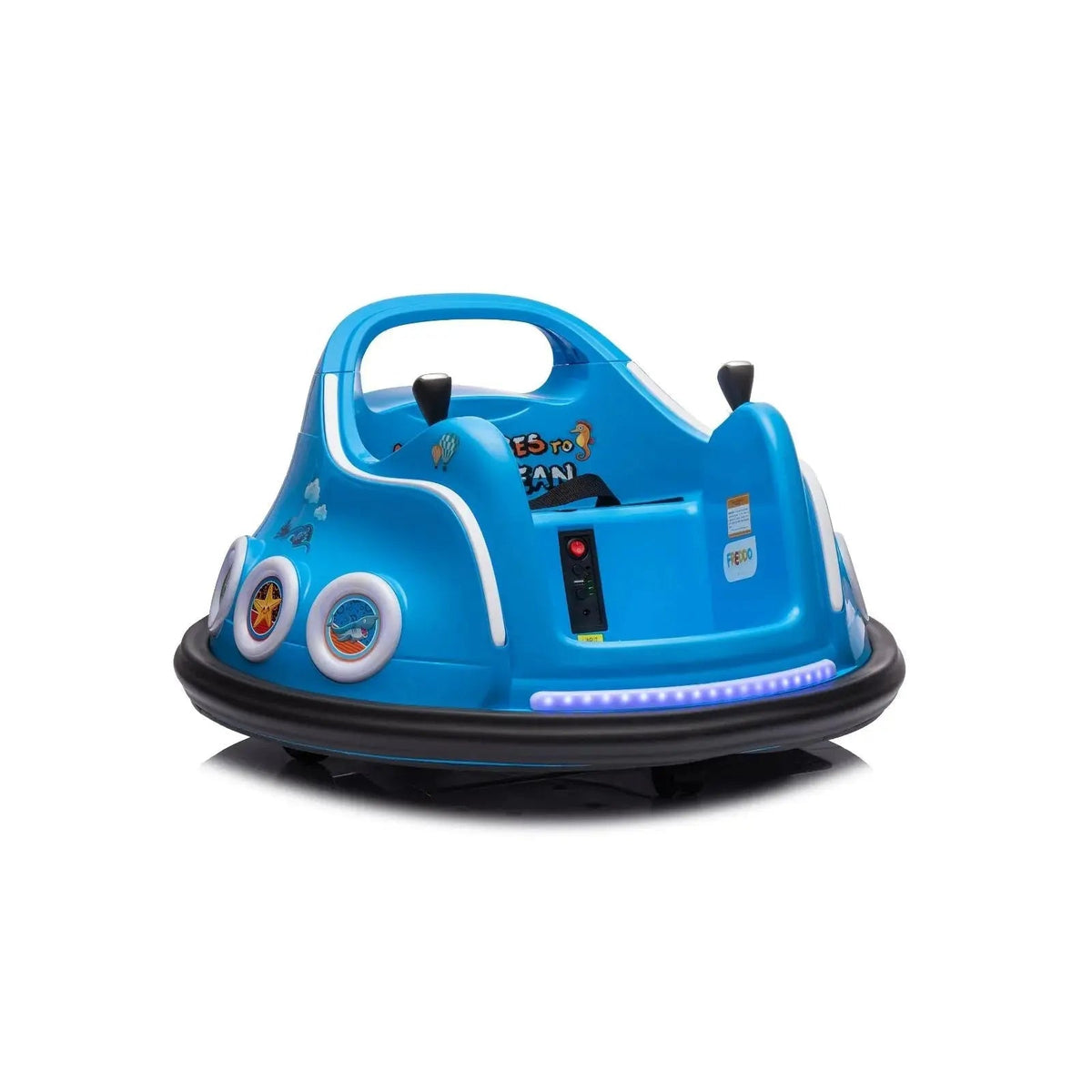 Blue 12V 360° Spin Electric Rechargeable Ride-On Bumper Car with LED Lights, Music, Remote Control