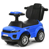Blue 3-In-1 Kids Ride-On Push Car with Removable Handle, Storage, Sound