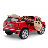 Red 12V Bentley Bentayaga Kids Licensed 1 Seater Ride On Car with Rubber Wheels, Remote