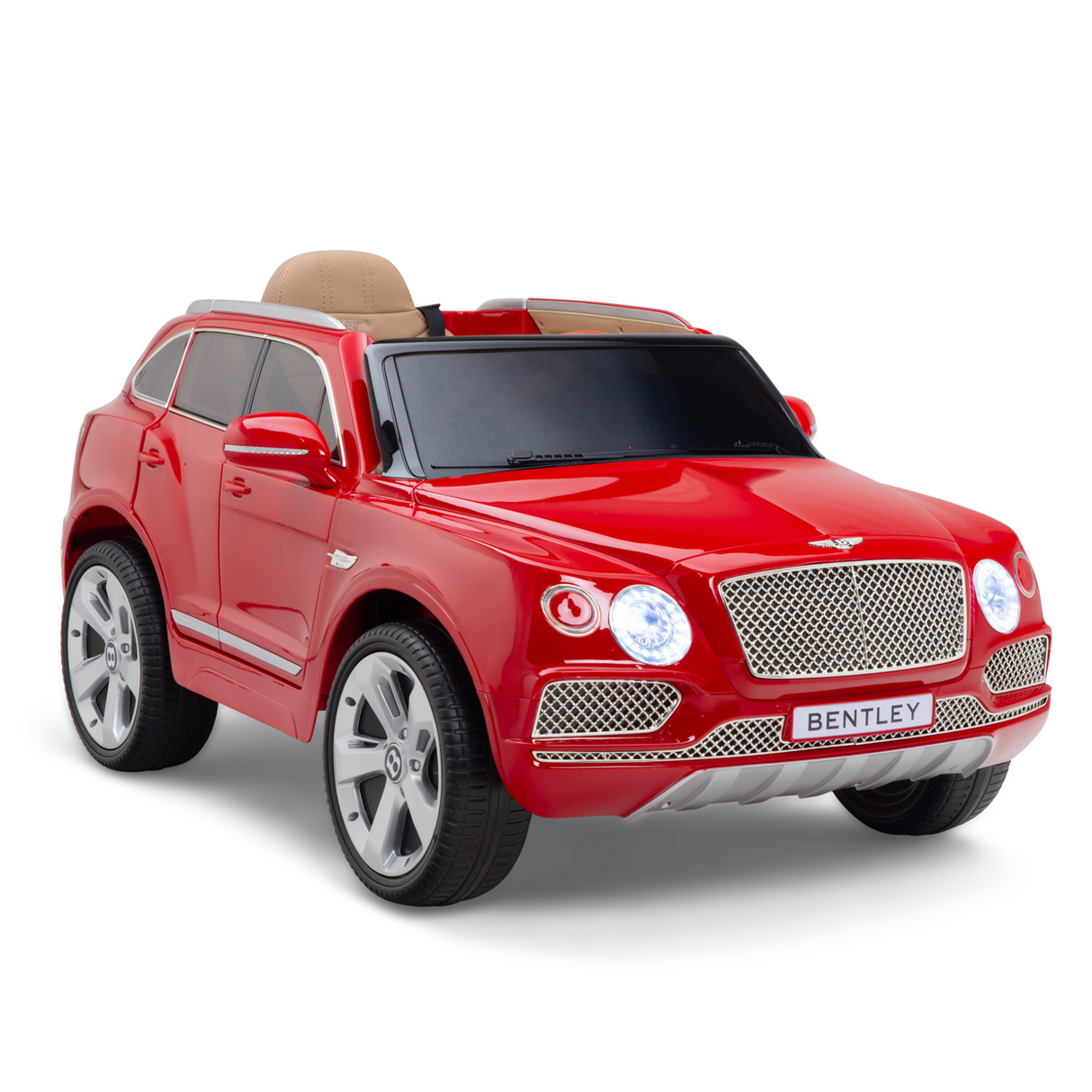 Red 12V Bentley Bentayaga Kids Licensed 1 Seater Ride On Car with Rubber Wheels, Remote