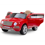 Red 12V Bentley Bentayaga Kids Licensed 1 Seater Ride On Car with Rubber Wheels, Remote