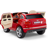 Red 12V Bentley Bentayaga Kids Licensed 1 Seater Ride On Car with Rubber Wheels, Remote