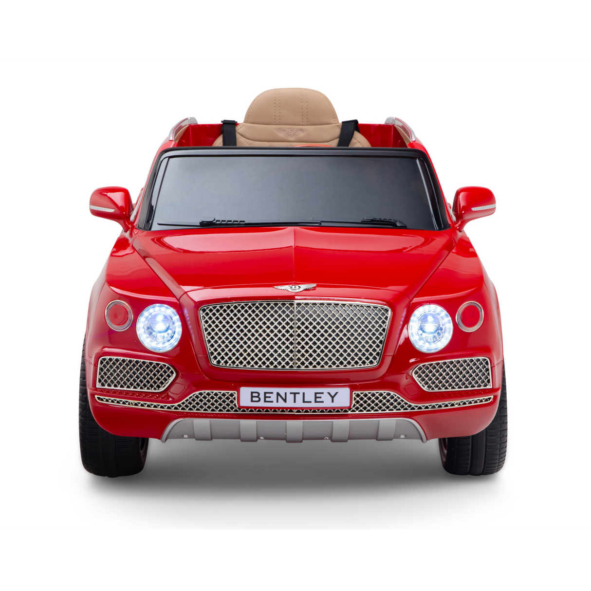 Red 12V Bentley Bentayaga Kids Licensed 1 Seater Ride On Car with Rubber Wheels, Remote