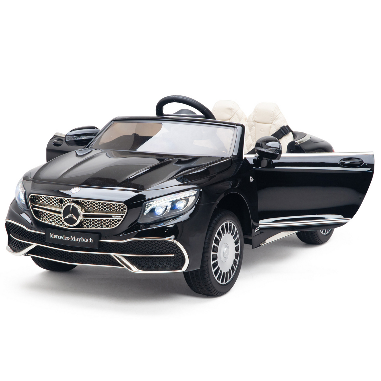 Black 12V Mercedes Benz Maybach S650 Kids 1 Seater Ride On Car with Rubber Wheels, Remote