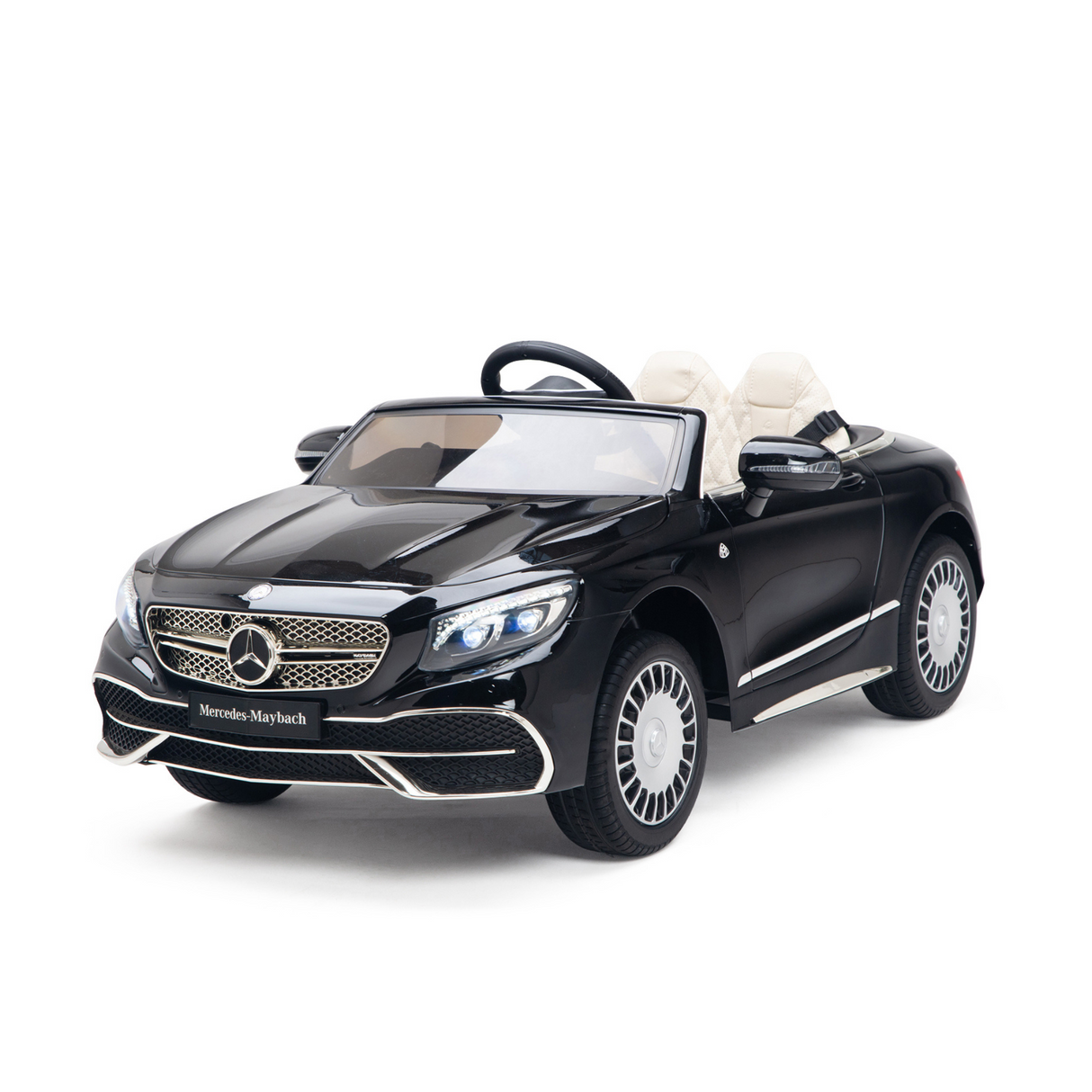 Black 12V Mercedes Benz Maybach S650 Kids 1 Seater Ride On Car with Rubber Wheels, Remote