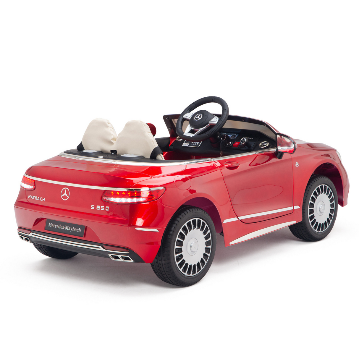 Red 12V Mercedes Benz Maybach S650 Kids 1 Seater Ride On Car with Rubber Wheels, Remote