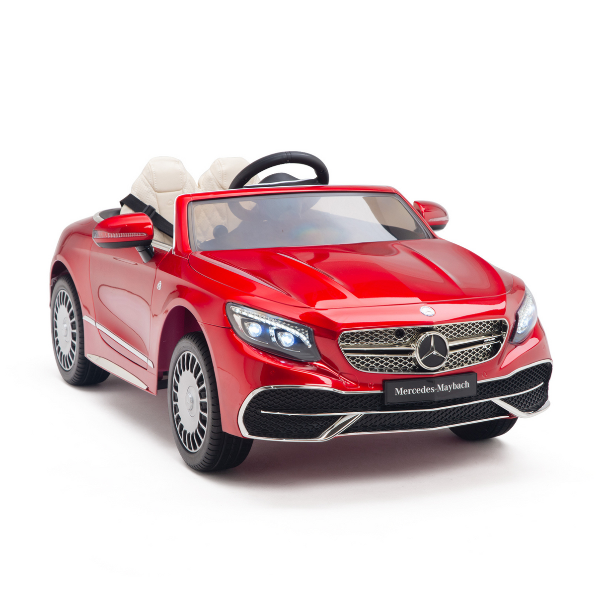 Red 12V Mercedes Benz Maybach S650 Kids 1 Seater Ride On Car with Rubber Wheels, Remote