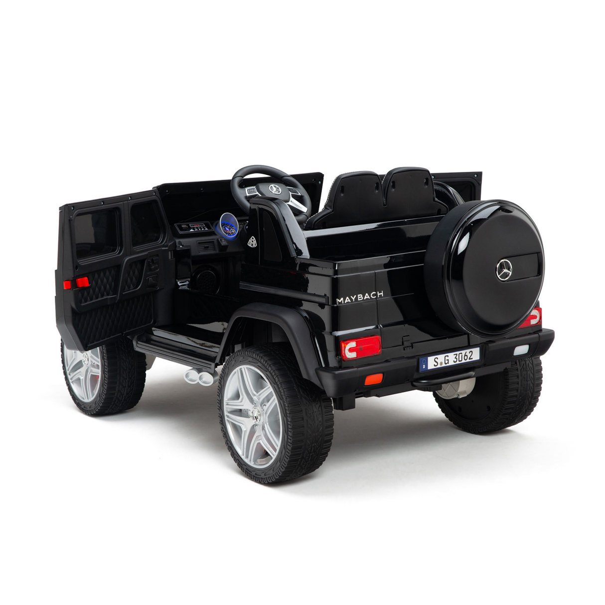 Black 12V Mercedes Benz Maybach G650s Kids 4X4 Ride on Car with Rubber Wheels, Remote