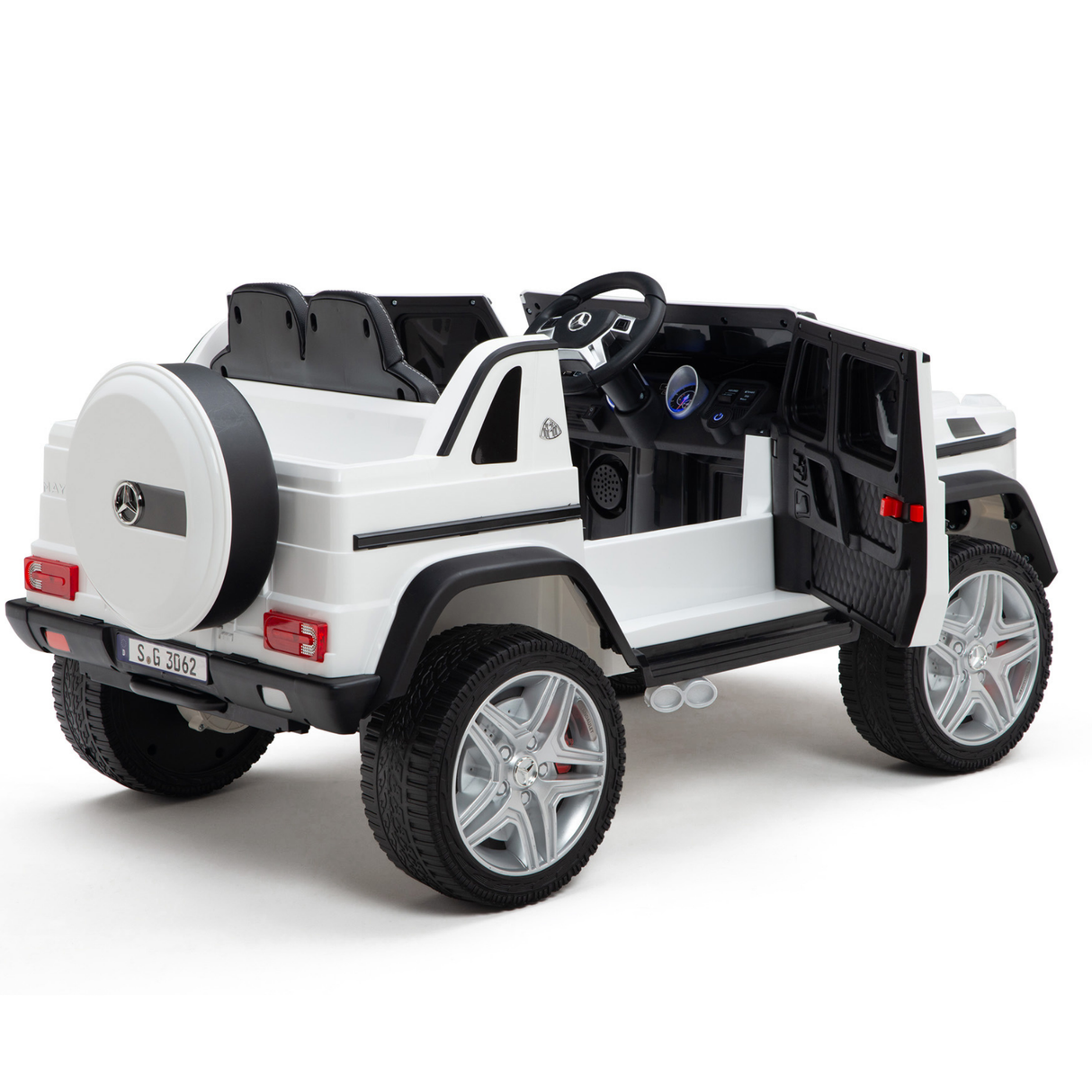 White 12V Mercedes Benz Maybach G650s Kids 4X4 Ride on Car with Rubber Wheels, Remote