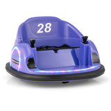 Purple 12V 360° Spin Electric Rechargeable Ride-On Bumper Car with LED Lights, Music, Remote Control