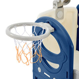 Kids Slide Playset Structure 7 in 1, Freestanding Spaceship Set with Slide, Arch Tunnel Blue+Grey + HDPE
