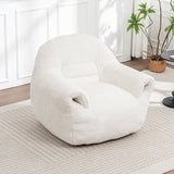 Bean Bag Chair, Comfy Bean Bag Sofa with Back Support, Faux Fur Bean Bag Chair for Adults and Kids, Stuffed Floor Sofa for Living Room, Bedroom, Apartment, White